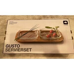 Cucina Di Leonardo wood & glass serving set NEW In BOX
